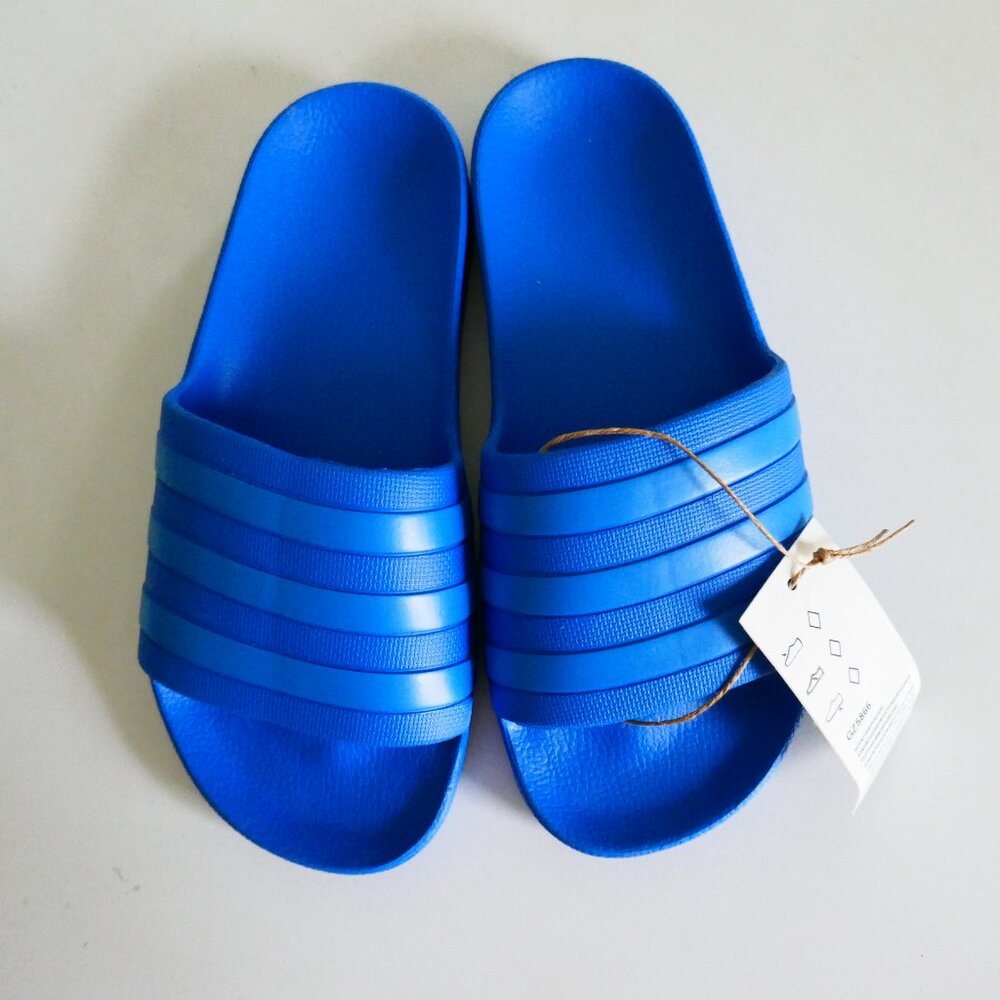 NWT Adidas blue athletic sport slides sandals unisex US Mens sz 4/ Womens sz 5 - Picture 2 of 4